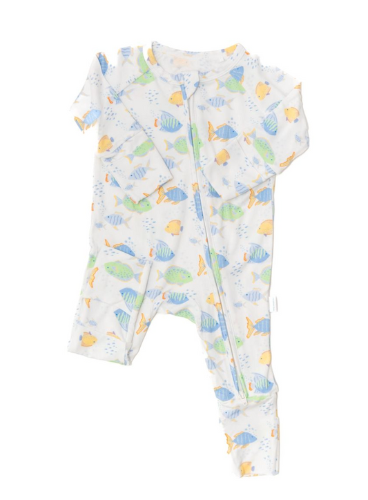 Zippered Sleeper Romper, School of Fish