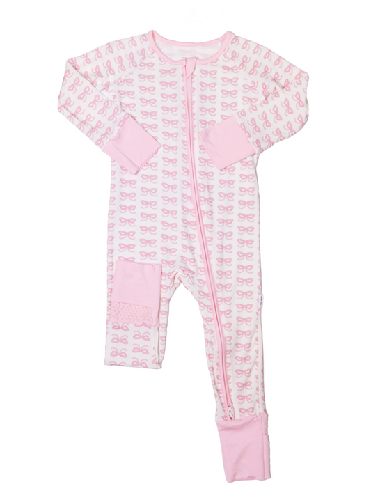 Zippered Sleeper Romper, Bow