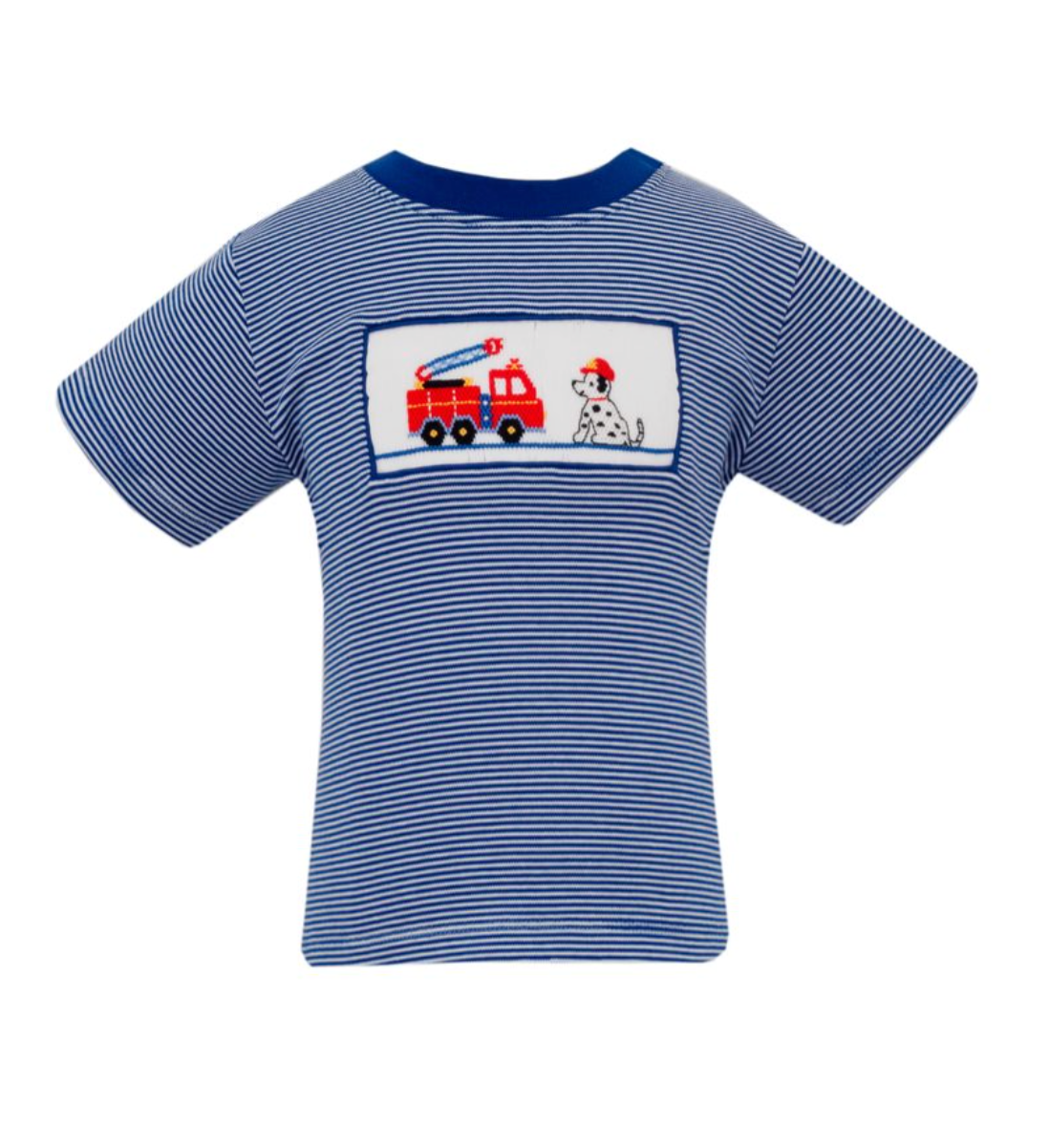 Striped Smocked T-Shirt, Firetruck Pup
