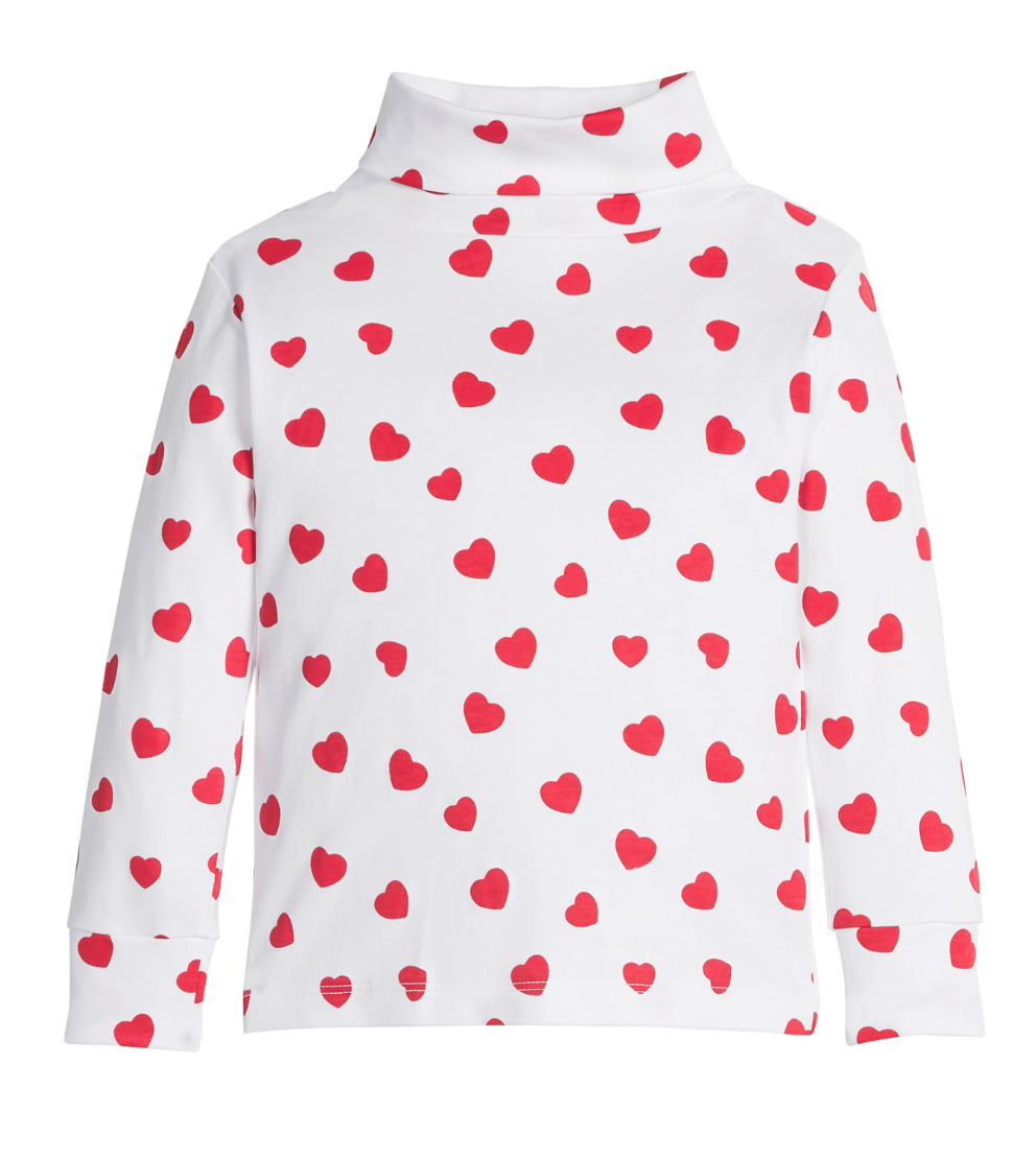 Printed Turtleneck, Red Hearts