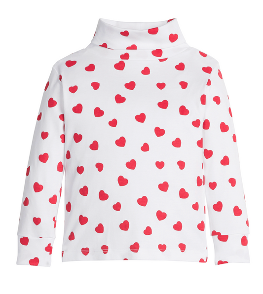 Printed Turtleneck, Red Hearts
