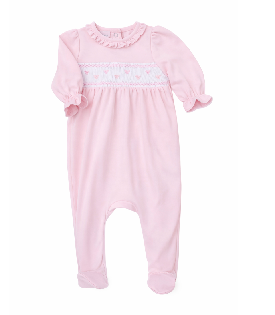 Classic Smocked Footie. Hearts
