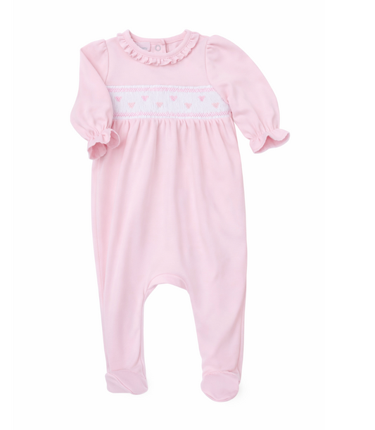 Classic Smocked Footie. Hearts