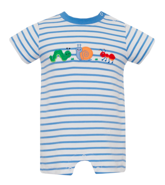 Stripe Applique Romper, Backyard Bugs
