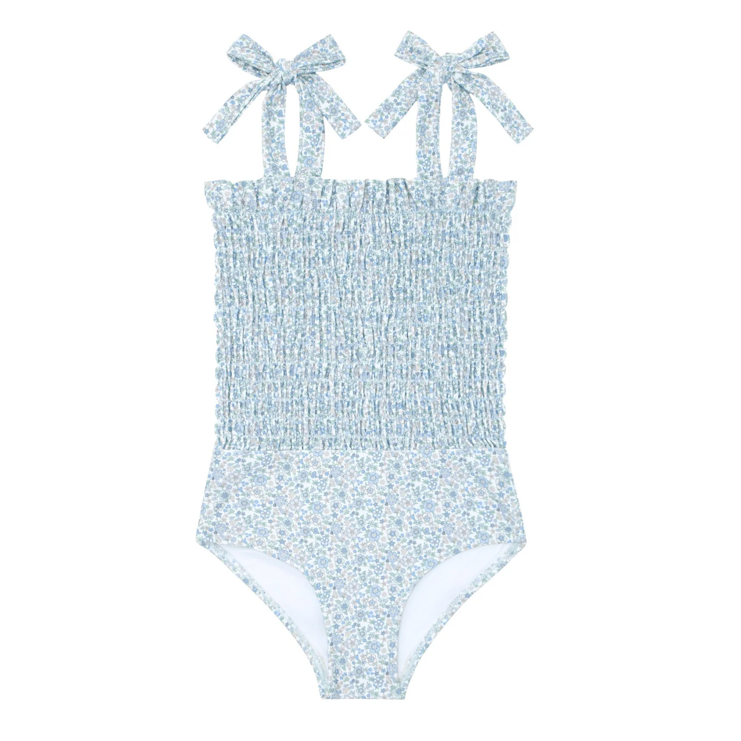 Girls Slate Floral Smocked One Piece