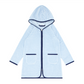 Unisex Powder Blue Stripe French Terry Hooded Zipper Coverup