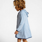 Unisex Powder Blue Stripe French Terry Hooded Zipper Coverup
