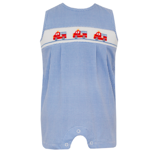 Firetrucks Knit Gingham Jon Jon