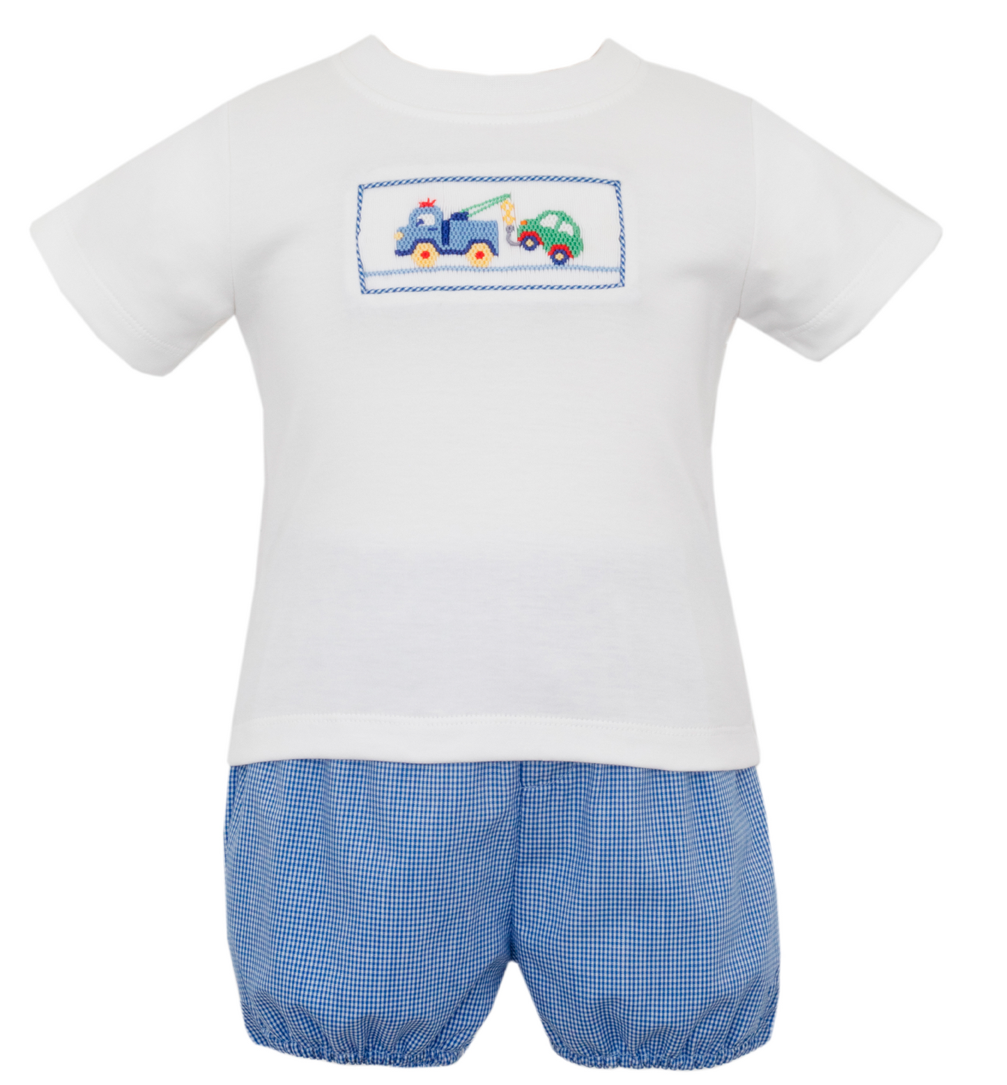 Tow Truck Gingham Short Set