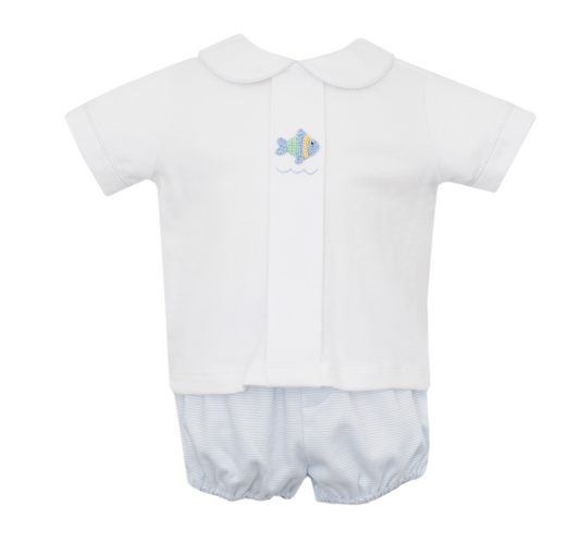 Fish Knit Stripe Diaper Set