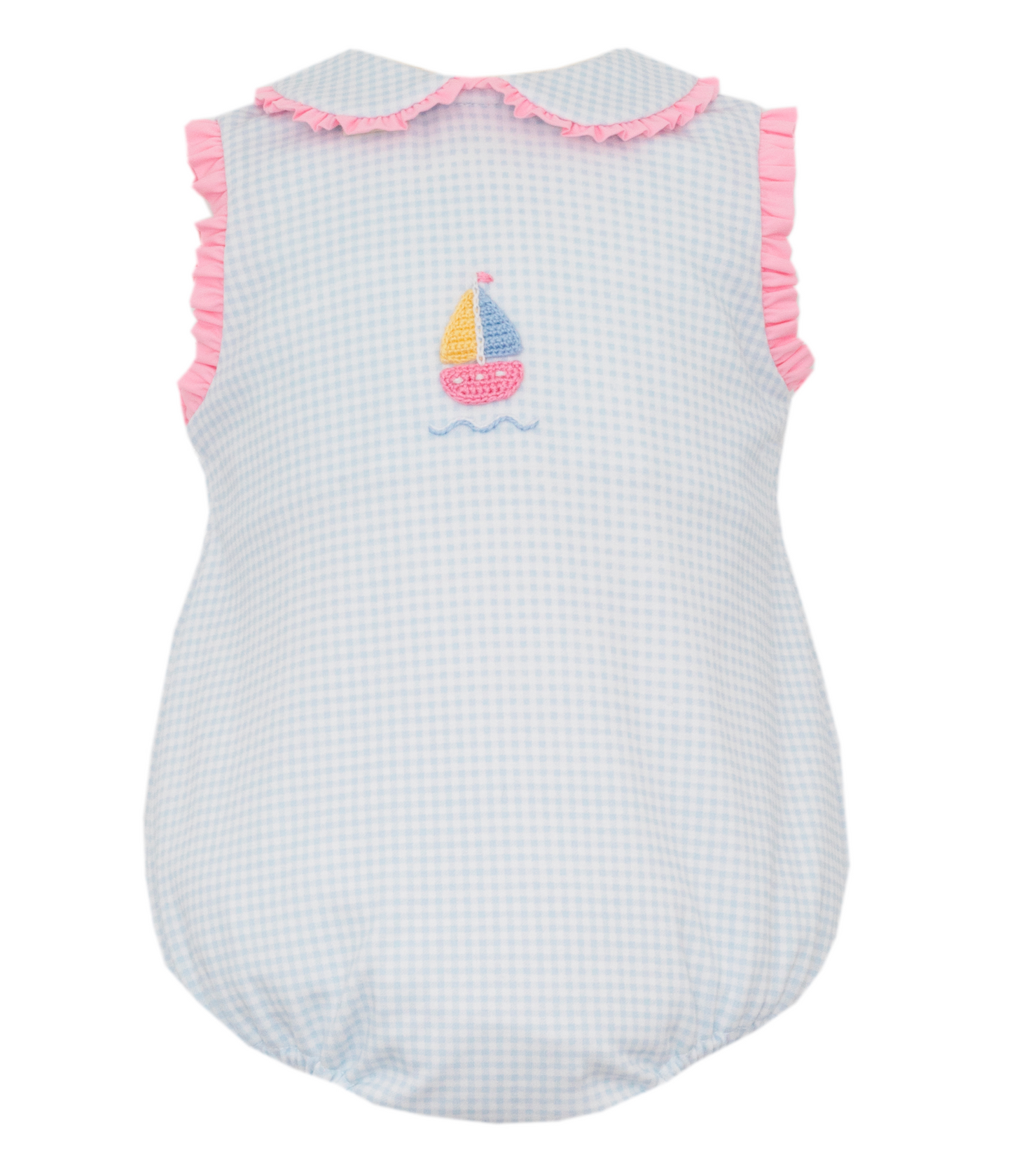 Sailboats Knit Gingham Sleeveless Bubble