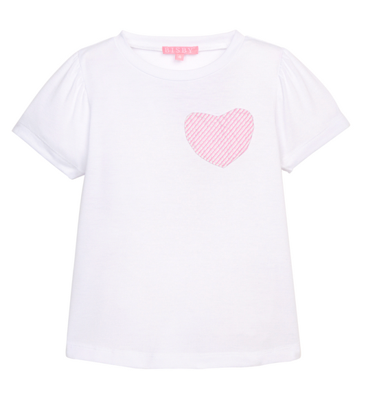 Essential Tee - Pink Seersucker Heart