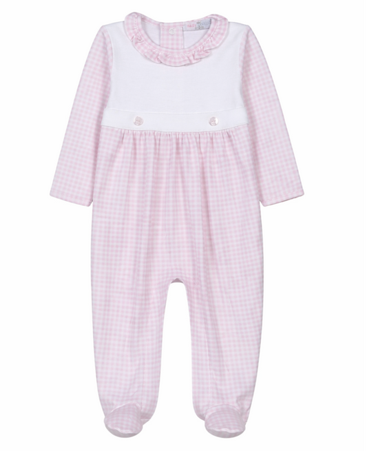 Two Button Gingham Footie