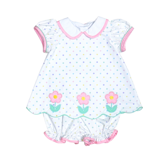 Flowers Bloomer Set, Multicolor Polka Dots