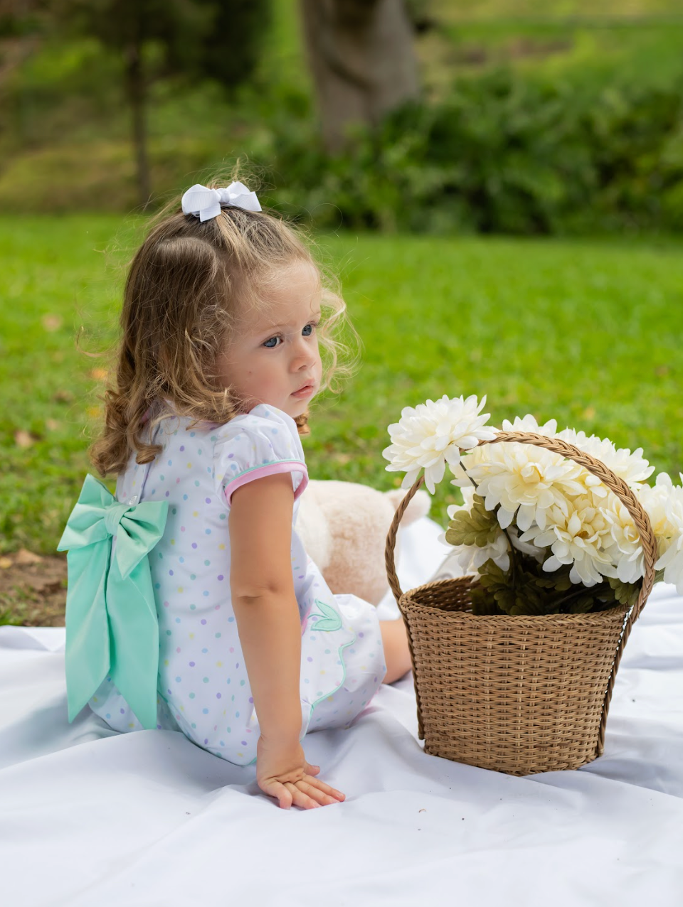 Flowers Bloomer Set, Multicolor Polka Dots