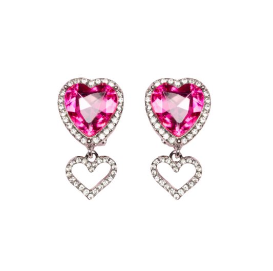 Boutique Heart Jewel Clip On Earrings