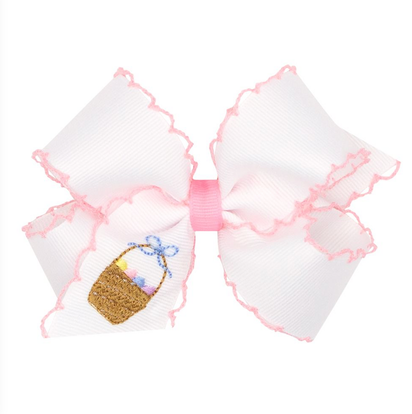 Medium Embroidered Easter Basket Hair Bow