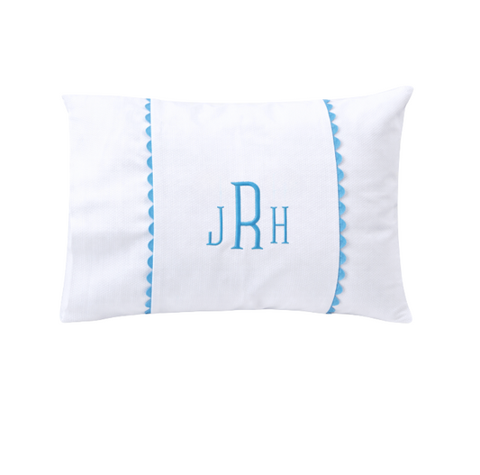 Baby Pillow with Blue Ric Rac Trim