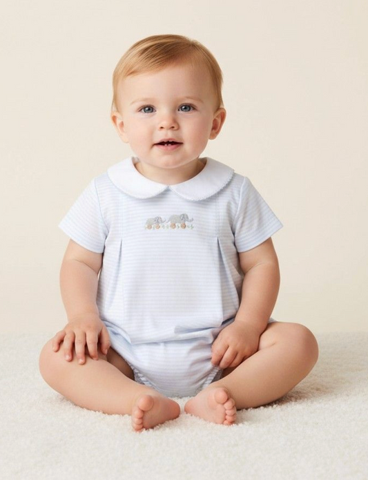 Hand Embroidered Short Sleeve Bubble, Elephant