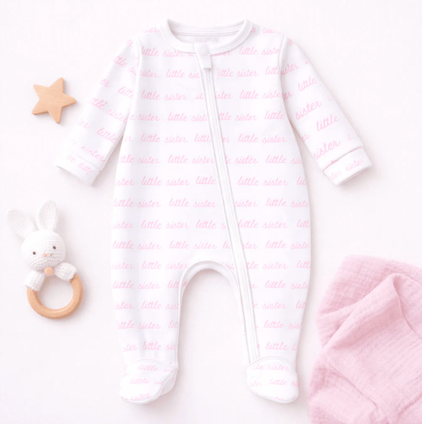 Little Sister Printed Zipper Footie