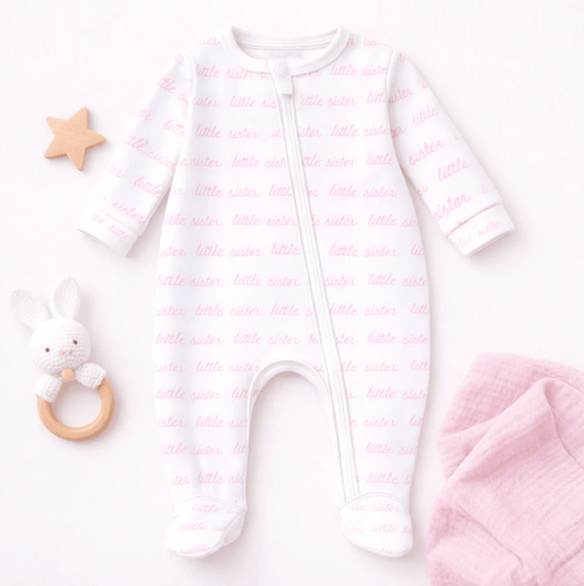 Little Sister Printed Zipper Footie
