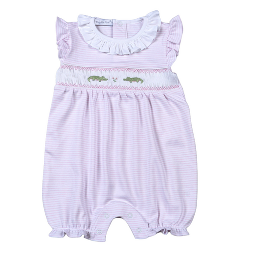 Hand Smocked Sleeveless Bubble, Gator