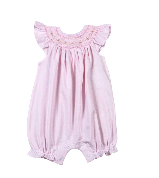 Pink Tiny Stripes Smocked Romper