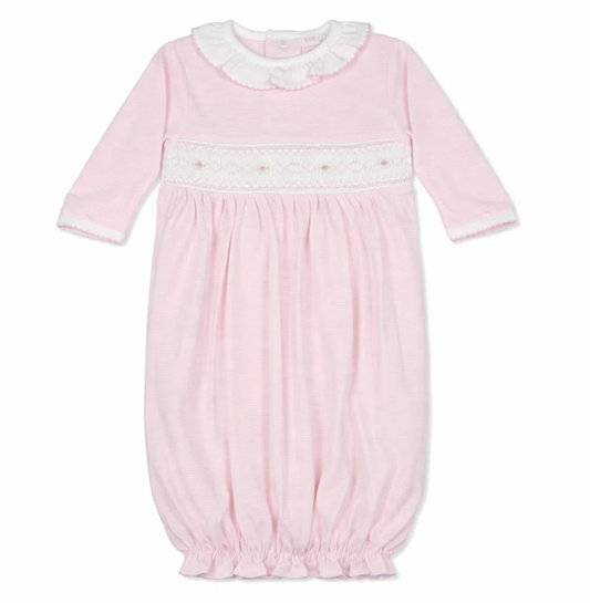 Sally Pink Stripes Smocked Gown