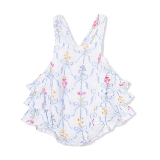 Ribbon Bouquets Ruffle Sunsuit