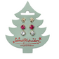 Holiday Tree Clip on Earrings, 3  pairs