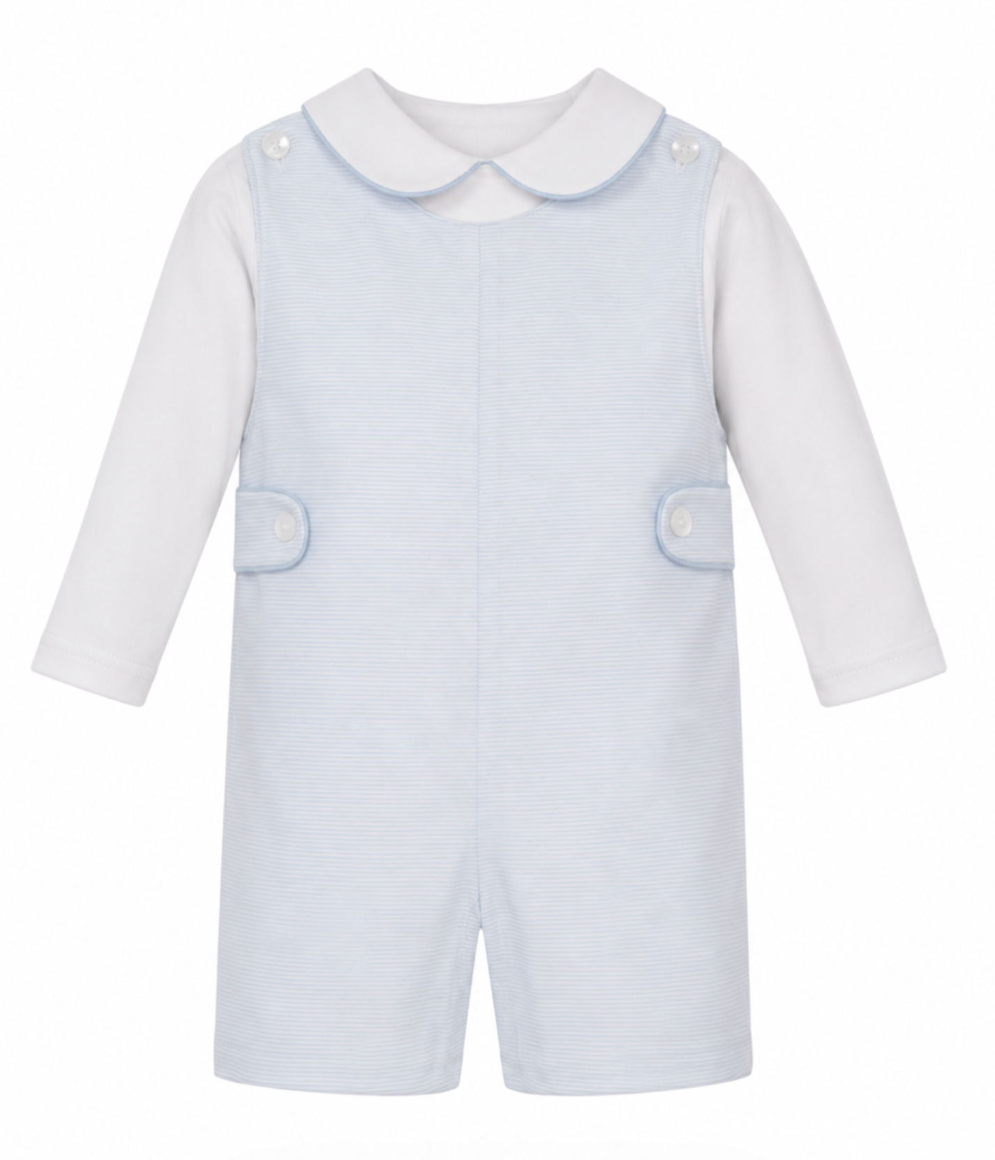 Light Blue Knit Stripe Short Jon Jon Set