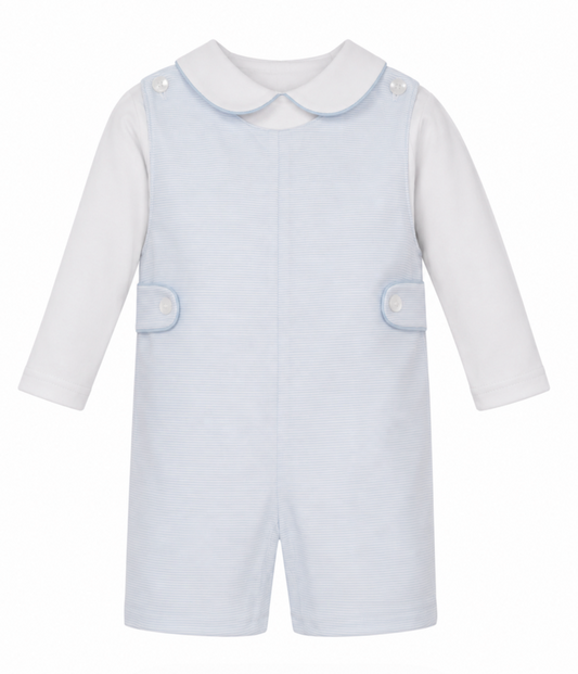 Light Blue Knit Stripe Short Jon Jon Set