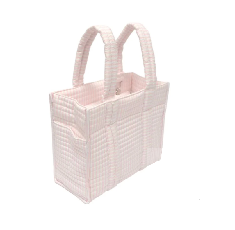Mini Quilted Go Go Tote, Pink Pimlico Stripe