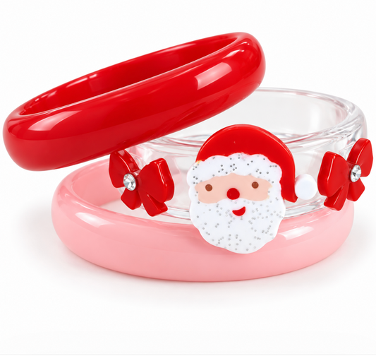 Set of 3 Bangles, Santa & Bows