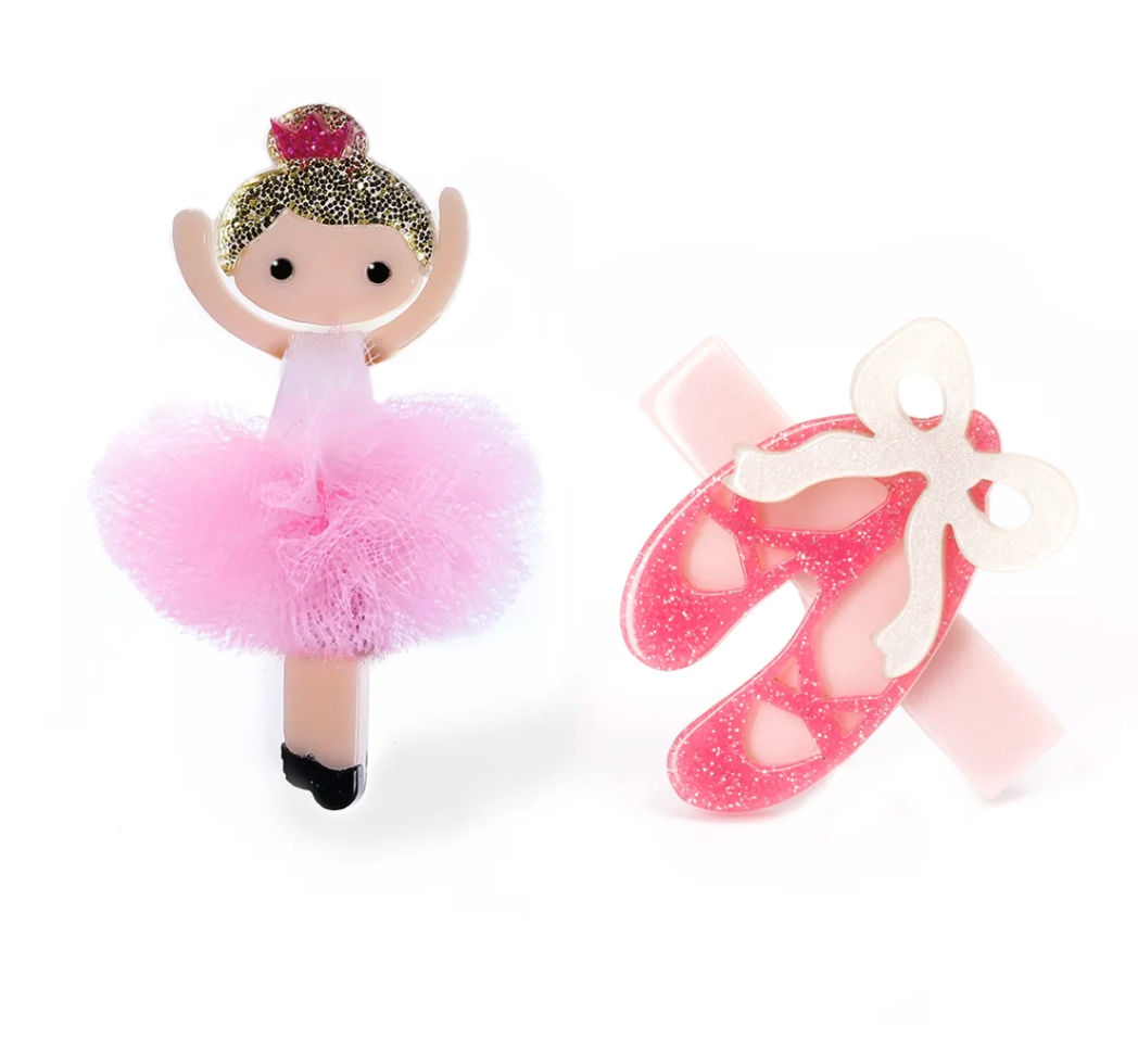 Ballerina Pink Tutu Ballet Slipper Hair Clips