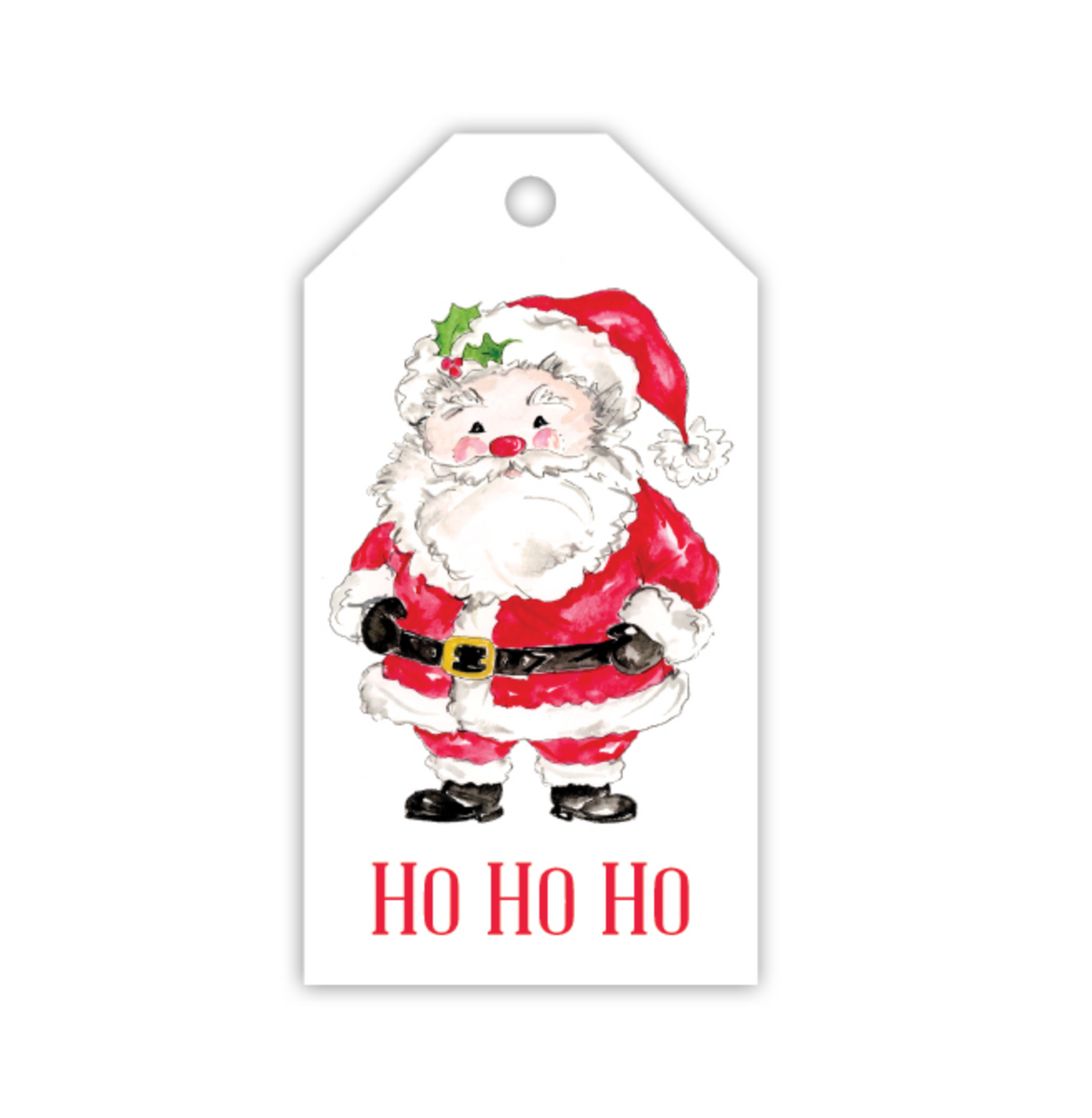 Gift Tag,  Ho Ho Ho Santa in Red Suit Standing