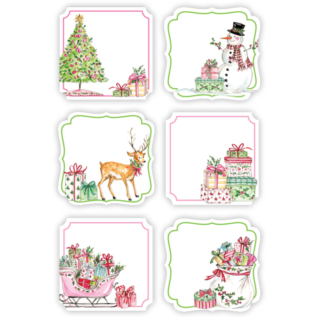 Die-Cut Sticker Sheets, Pink Sleigh Full Of Presents, Christmas Icons