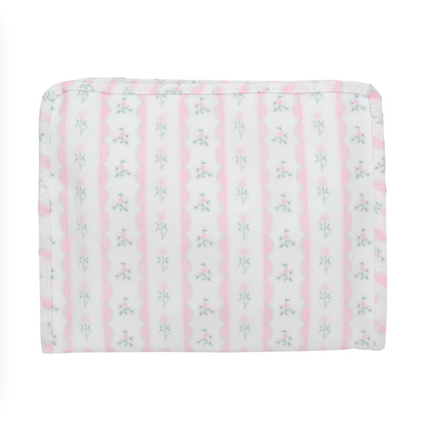 Large Roadie Zip Pouch, Ribbon Floral Pink