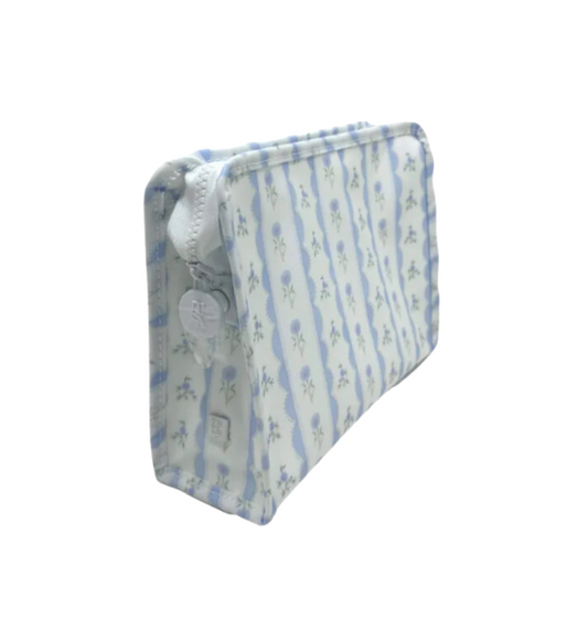 Large Roadie Zip Pouch, Ribbon Floral Blue