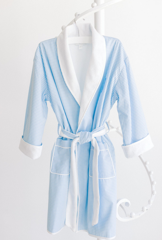 Bath Robe, Blue Gingham