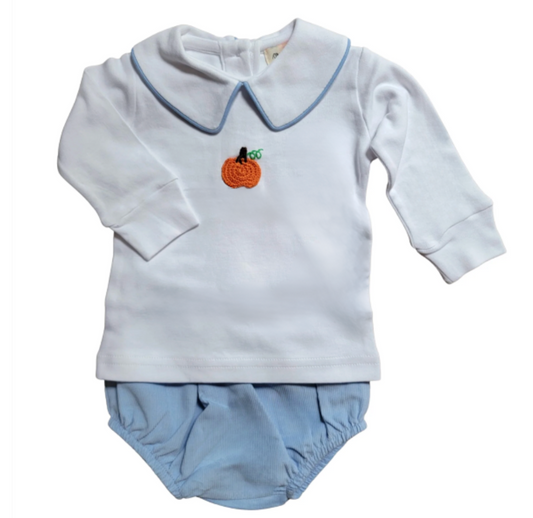 Boy's Crochet Pumpkin Corduroy Diaper Set