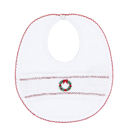 Christmas Wreath Smocked Bib