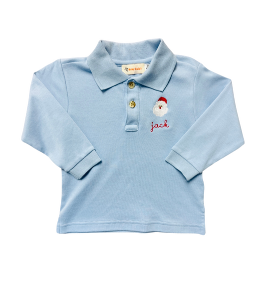 Long Sleeve Polo Shirt, Sky Blue