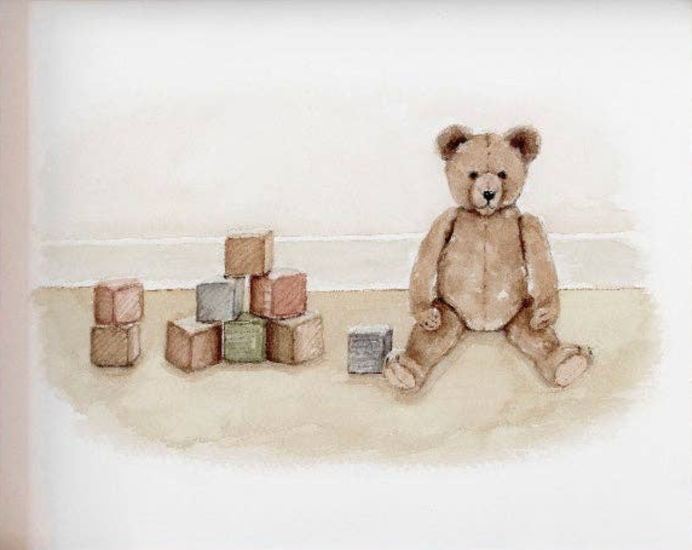 Teddy Bear and Blocks Art Print: Landscape (horizontal), 16 x 20"