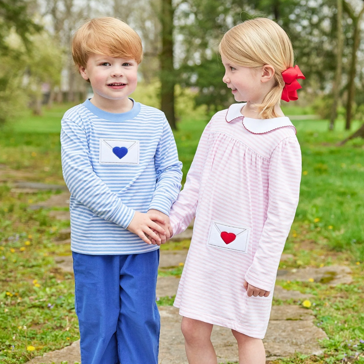 Love Letter Applique Lt Blue Stripe T-Shirt