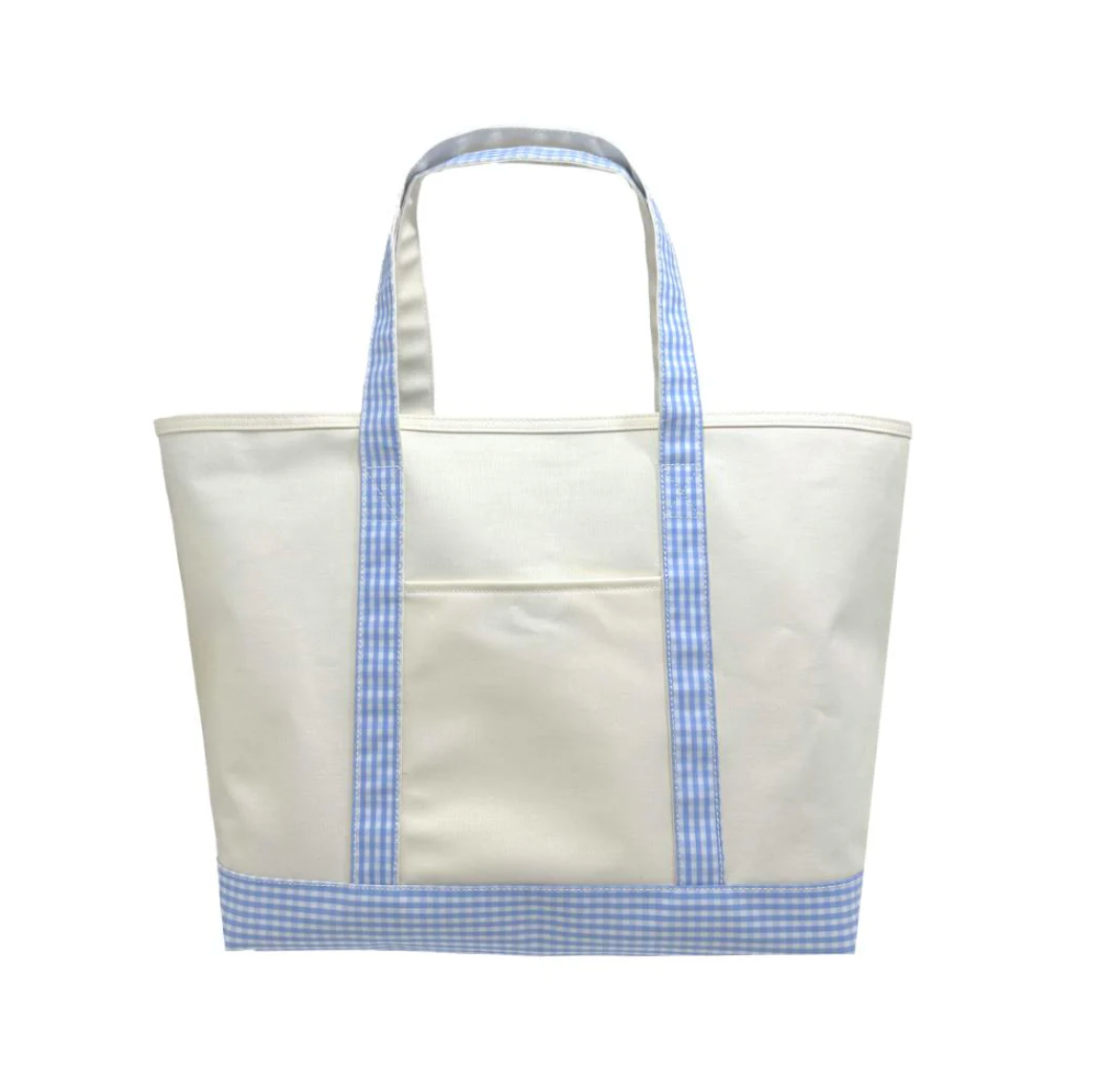 Maxi Tote, Coated Canvas Large Natural With Gingham Sky