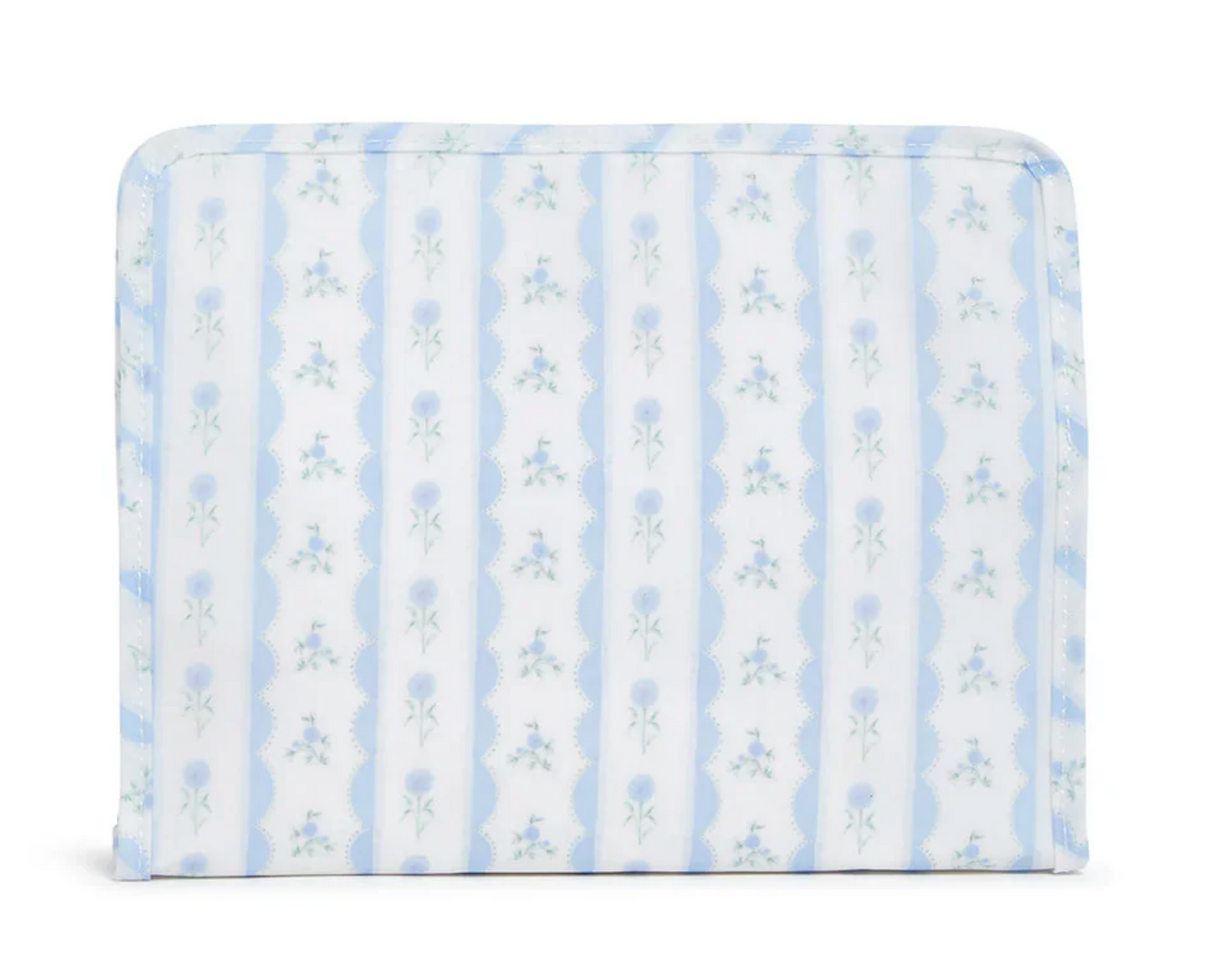 Large Roadie Zip Pouch, Ribbon Floral Blue