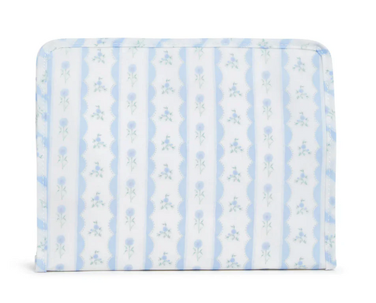 Large Roadie Zip Pouch, Ribbon Floral Blue