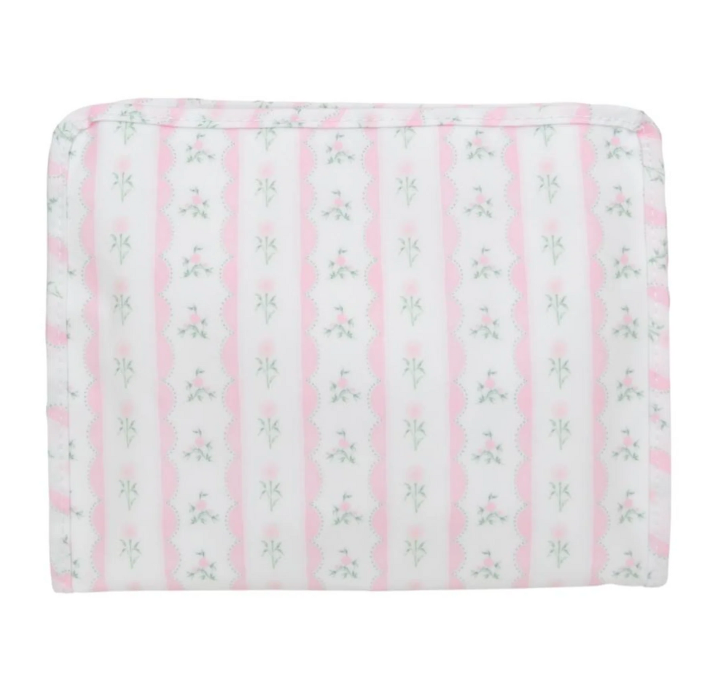 Large Roadie Zip Pouch, Ribbon Floral Pink