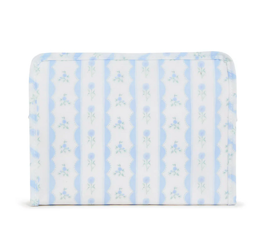 Medium Roadie Zip Pouch, Ribbon Floral Blue